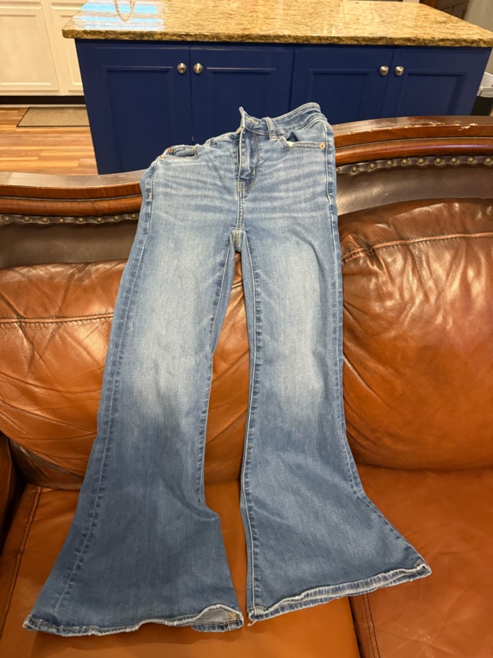 American Eagle Outfitters Faded Light Blue Flare Jeans